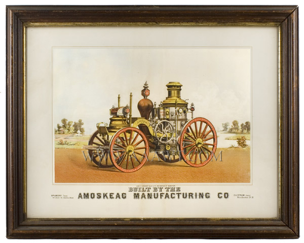 Fire Pumper, Lithograph, Brooklyn 10, Amoskeag Mfg. Co., Great Color, Image 1